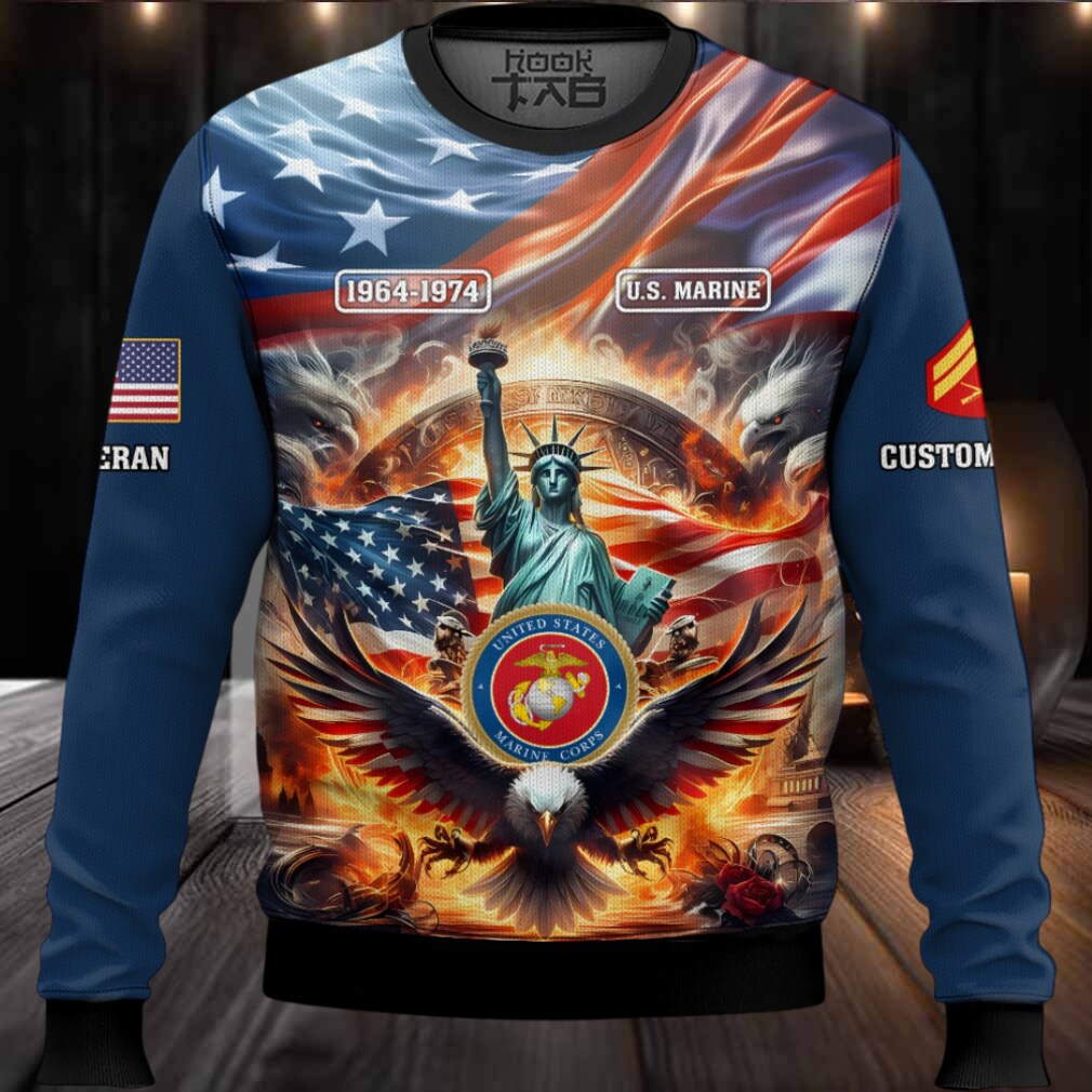 US Marine Corps Liberty Eagle – Custom Name, Rank And Years Of Service Ugly Sweater US Marine Corps Liberty Eagle – Custom Name, Rank And Years Of Service Ugly Sweater