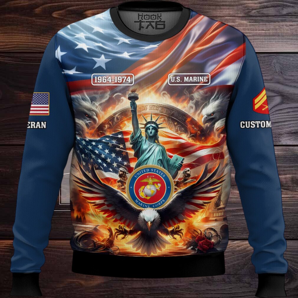 US Marine Corps Liberty Eagle – Custom Name, Rank And Years Of Service Ugly Sweater US Marine Corps Liberty Eagle – Custom Name, Rank And Years Of Service Ugly Sweater