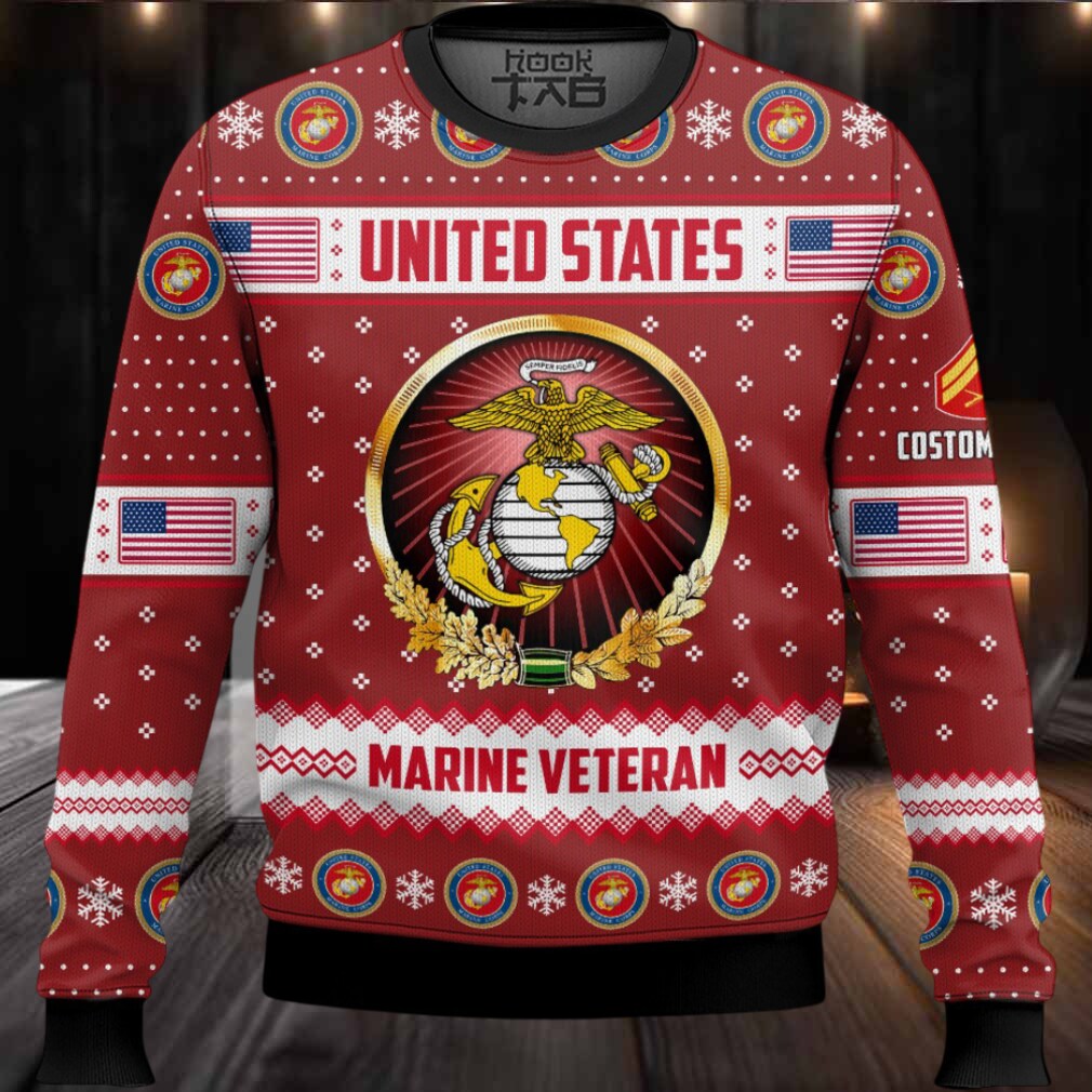 US Marine Corps Merry Christmas Brothers And Sisters – Custom Name And Rank Ugly Sweater US Marine Corps Merry Christmas Brothers And Sisters – Custom Name And Rank Ugly Sweater