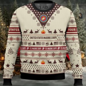 US Marine Corps Merry Christmas Brothers – Custom Name And Rank Ugly Sweater US Marine Corps Merry Christmas Brothers – Custom Name And Rank Ugly Sweater