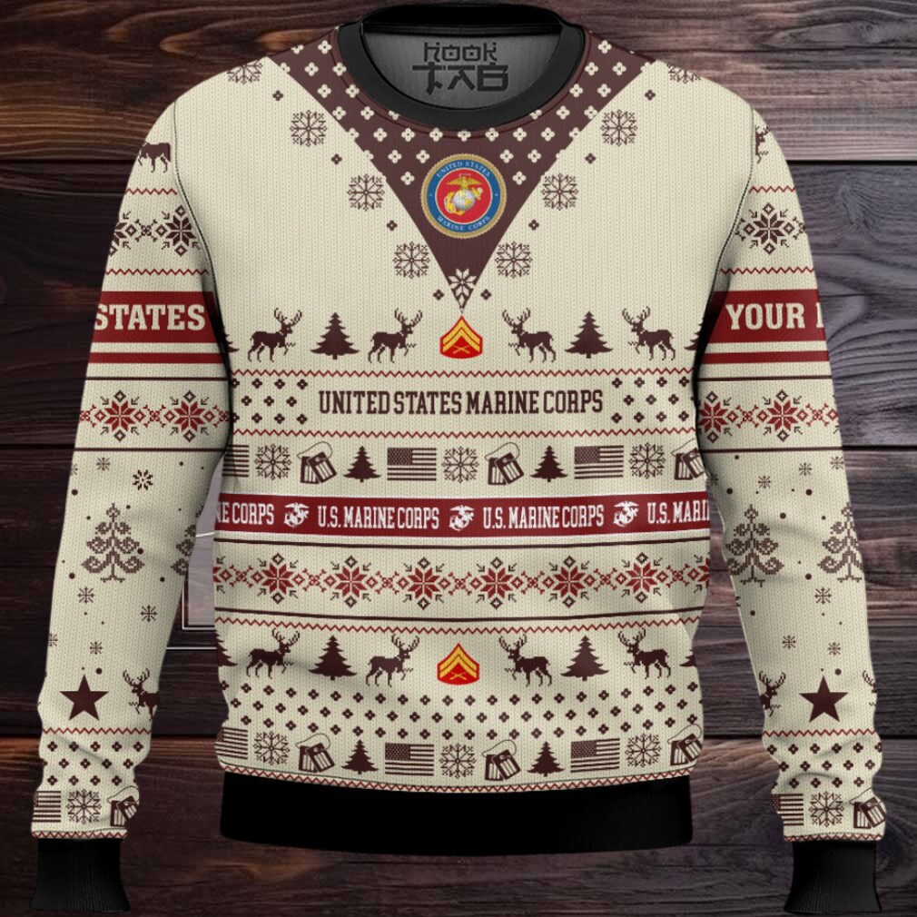 US Marine Corps Merry Christmas Brothers – Custom Name And Rank Ugly Sweater US Marine Corps Merry Christmas Brothers – Custom Name And Rank Ugly Sweater