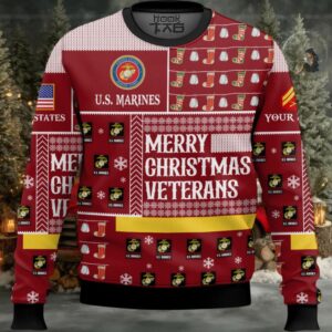 US Marine Corps Merry Christmas Veterans – Custom Name And Rank Ugly Sweater US Marine Corps Merry Christmas Veterans – Custom Name And Rank Ugly Sweater