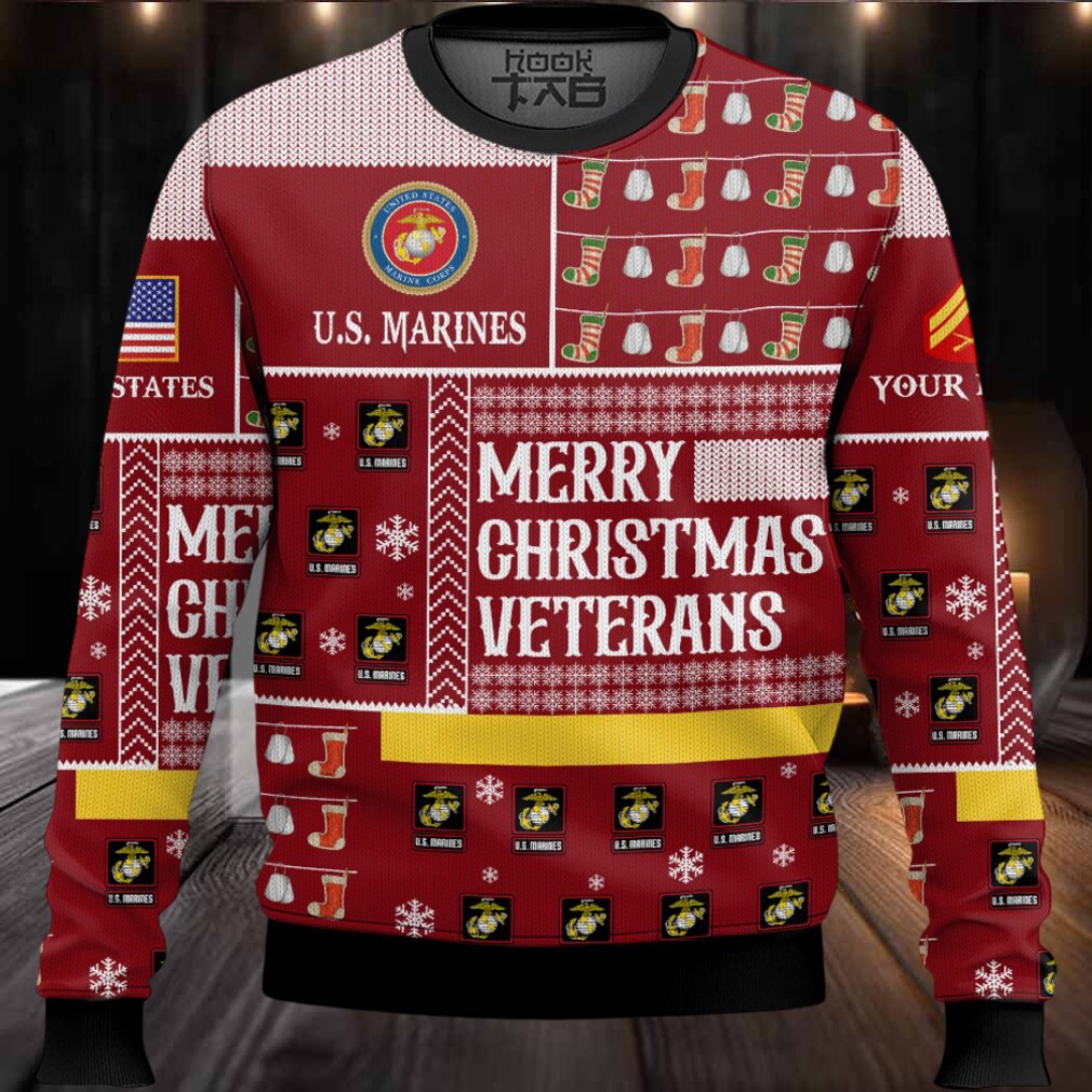 US Marine Corps Merry Christmas Veterans – Custom Name And Rank Ugly Sweater US Marine Corps Merry Christmas Veterans – Custom Name And Rank Ugly Sweater