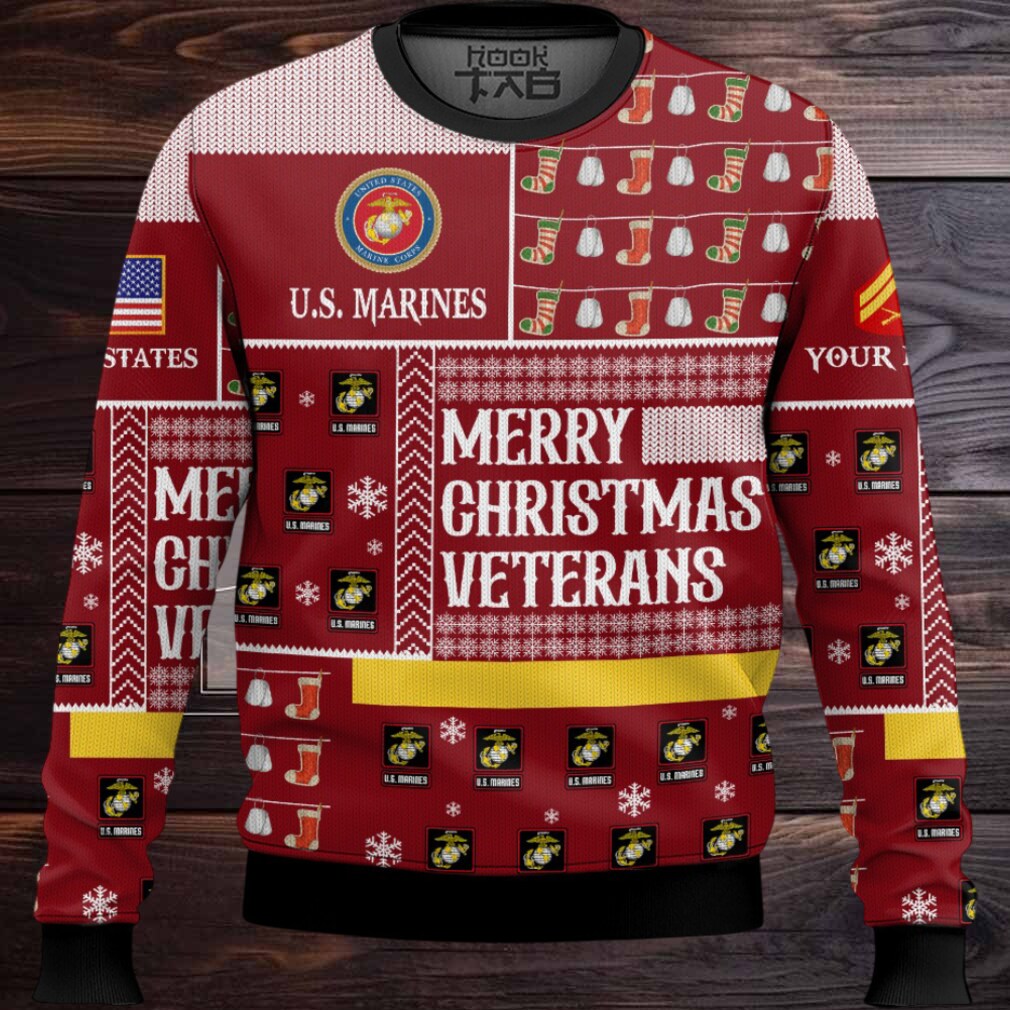 US Marine Corps Merry Christmas Veterans – Custom Name And Rank Ugly Sweater US Marine Corps Merry Christmas Veterans – Custom Name And Rank Ugly Sweater