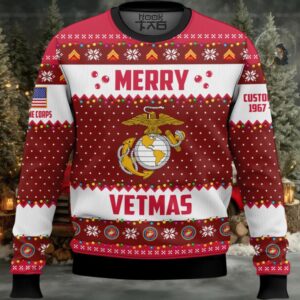 US Marine Corps Merry Vetmas – Custom Name And Years Of Service Ugly Sweater US Marine Corps Merry Vetmas – Custom Name And Years Of Service Ugly Sweater