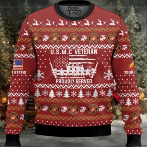US Marine Corps Merry Xmas Brothers And Sisters – Custom Name And Rank Ugly Sweater US Marine Corps Merry Xmas Brothers And Sisters – Custom Name And Rank Ugly Sweater