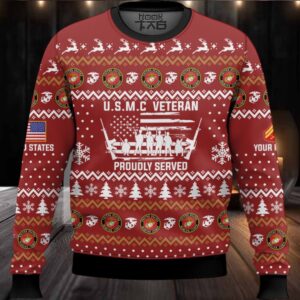 US Marine Corps Merry Xmas Brothers And Sisters – Custom Name And Rank Ugly Sweater