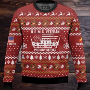 US Marine Corps Merry Xmas Brothers And Sisters – Custom Name And Rank Ugly Sweater
