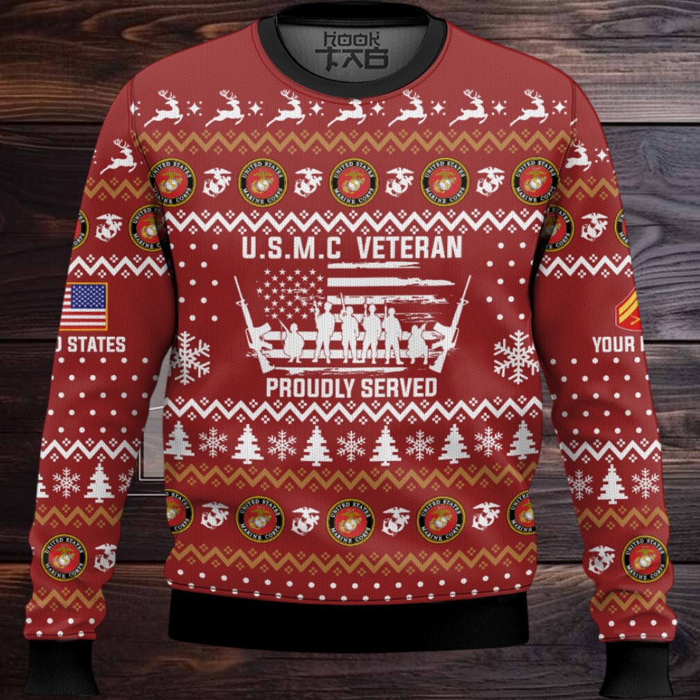 US Marine Corps Merry Xmas Brothers And Sisters – Custom Name And Rank Ugly Sweater US Marine Corps Merry Xmas Brothers And Sisters – Custom Name And Rank Ugly Sweater