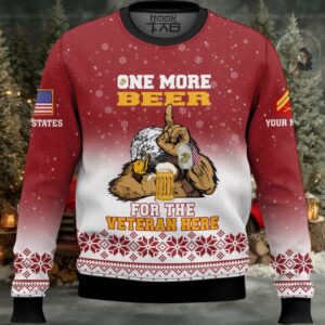 US Marine Corps One More Beer For The Veteran Here – Custom Name And Rank Ugly Sweater US Marine Corps One More Beer For The Veteran Here – Custom Name And Rank Ugly Sweater