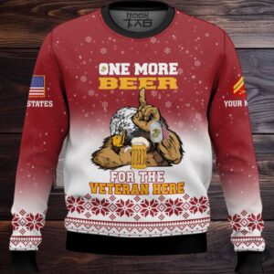 US Marine Corps One More Beer For The Veteran Here – Custom Name And Rank Ugly Sweater