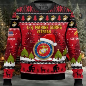 US Marine Corps Thank You God – Custom Name And Rank Ugly Sweater US Marine Corps Thank You God – Custom Name And Rank Ugly Sweater