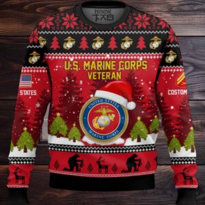 US Marine Corps Thank You God – Custom Name And Rank Ugly Sweater