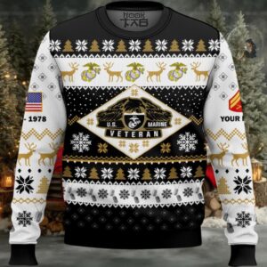 US Marine Corps Veterans – Custom Name, Rank And Years Of Service Ugly Sweater US Marine Corps Veterans – Custom Name, Rank And Years Of Service Ugly Sweater