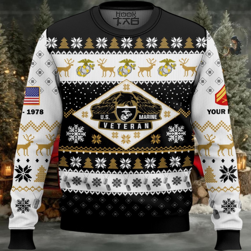 US Marine Corps Veterans – Custom Name, Rank And Years Of Service Ugly Sweater US Marine Corps Veterans – Custom Name, Rank And Years Of Service Ugly Sweater