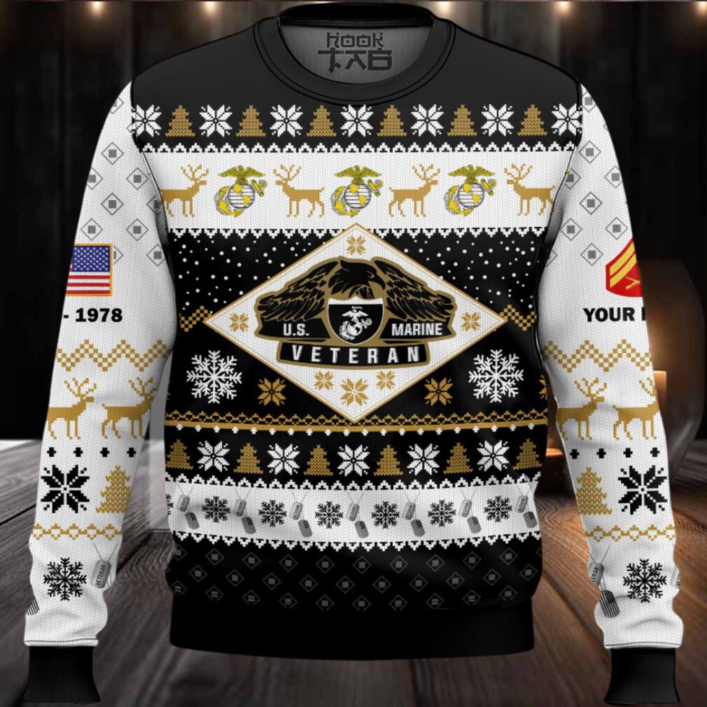 US Marine Corps Veterans – Custom Name, Rank And Years Of Service Ugly Sweater US Marine Corps Veterans – Custom Name, Rank And Years Of Service Ugly Sweater