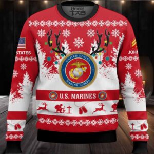 US Marine Corps You’ll Never Walk Alone – Custom Name and Rank Ugly Sweater