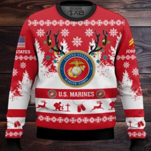 US Marine Corps You’ll Never Walk Alone – Custom Name and Rank Ugly Sweater