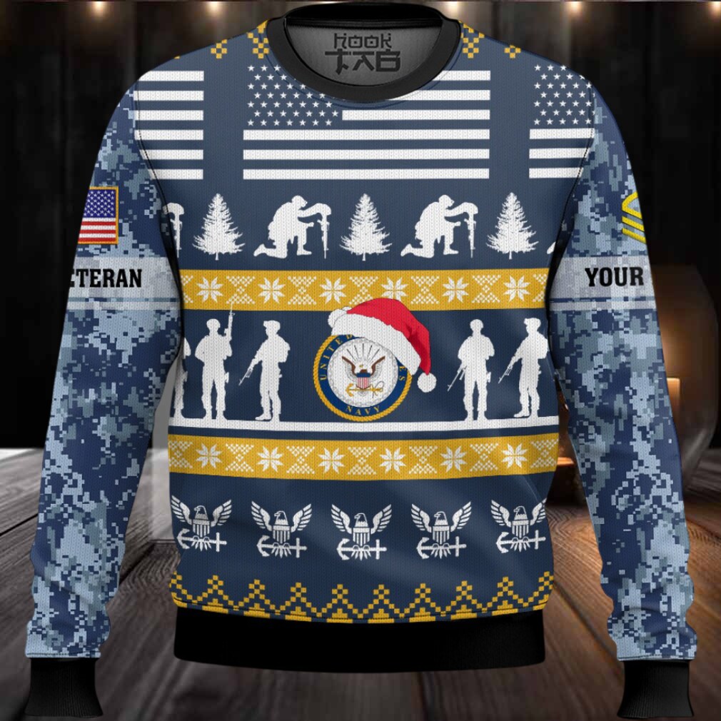 US Navy Be Nice To Veterans Remember Santa Is Always Watching – Custom Name And Rank Ugly Sweater US Navy Be Nice To Veterans Remember Santa Is Always Watching – Custom Name And Rank Ugly Sweater