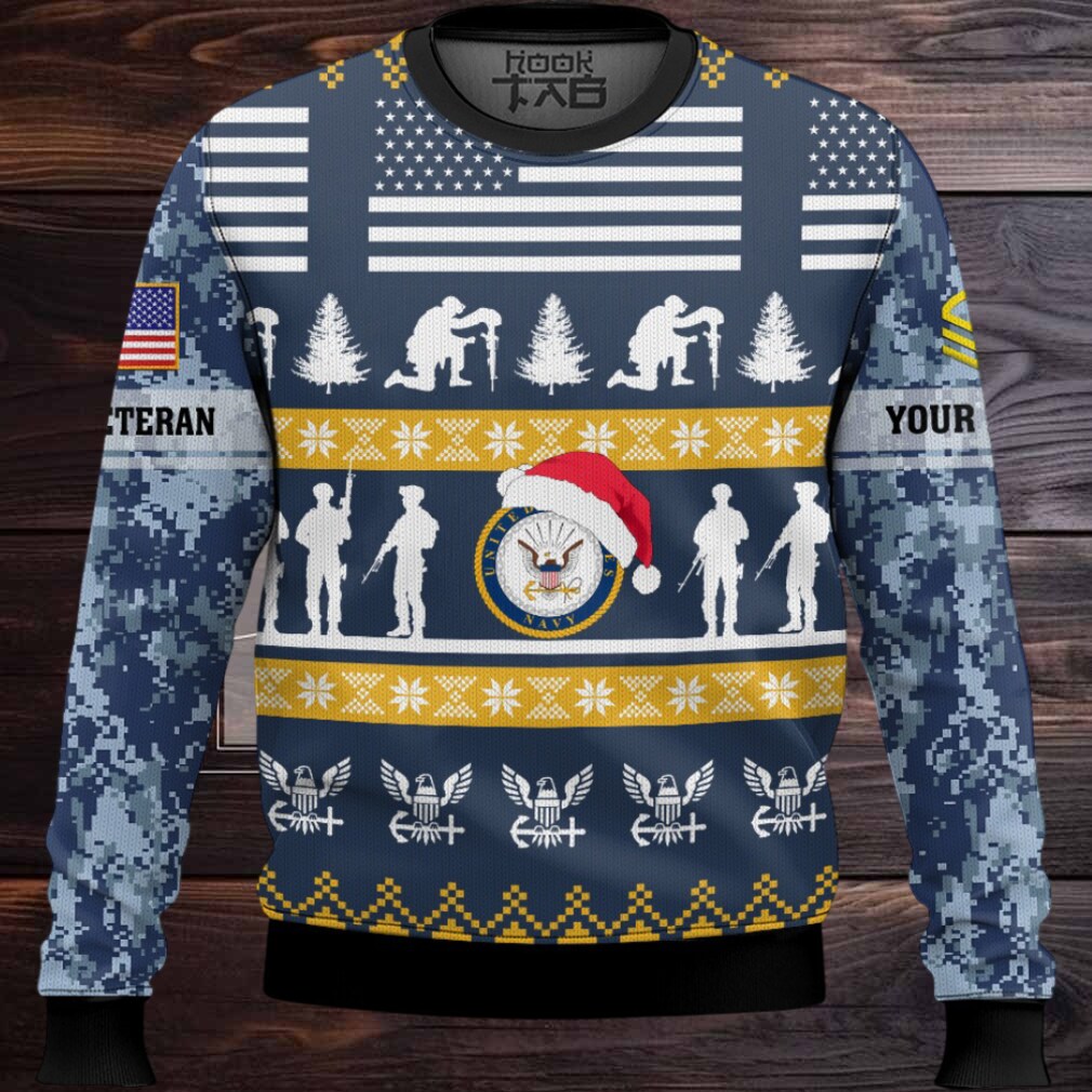 US Navy Be Nice To Veterans Remember Santa Is Always Watching – Custom Name And Rank Ugly Sweater US Navy Be Nice To Veterans Remember Santa Is Always Watching – Custom Name And Rank Ugly Sweater
