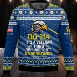 US Navy DD 214 It’s A Veteran Thing You Wouldn’t Understand – Custom Name And Rank Ugly Sweater