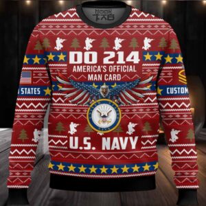 US Navy DD Form 214 – Custom Name And Rank Ugly Sweater