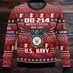 US Navy DD Form 214 – Custom Name And Rank Ugly Sweater