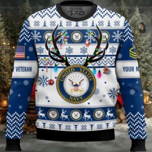 US Navy God Found The Strongest Men And Made Them Veteran – Custom Name And Rank Ugly Sweater US Navy God Found The Strongest Men And Made Them Veteran – Custom Name And Rank Ugly Sweater
