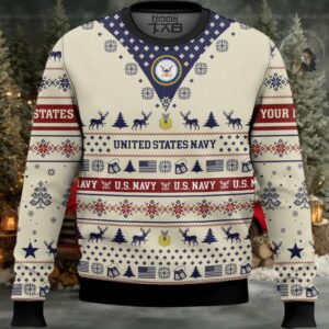 US Navy Merry Christmas Brothers – Custom Name And Rank Ugly Sweater US Navy Merry Christmas Brothers – Custom Name And Rank Ugly Sweater