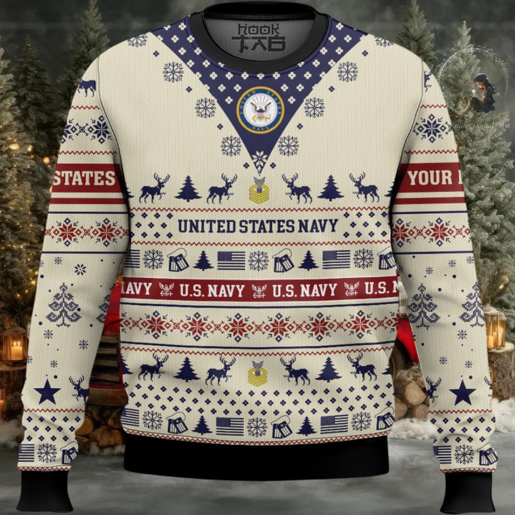 US Navy Merry Christmas Brothers – Custom Name And Rank Ugly Sweater US Navy Merry Christmas Brothers – Custom Name And Rank Ugly Sweater