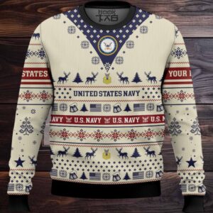 US Navy Merry Christmas Brothers – Custom Name And Rank Ugly Sweater