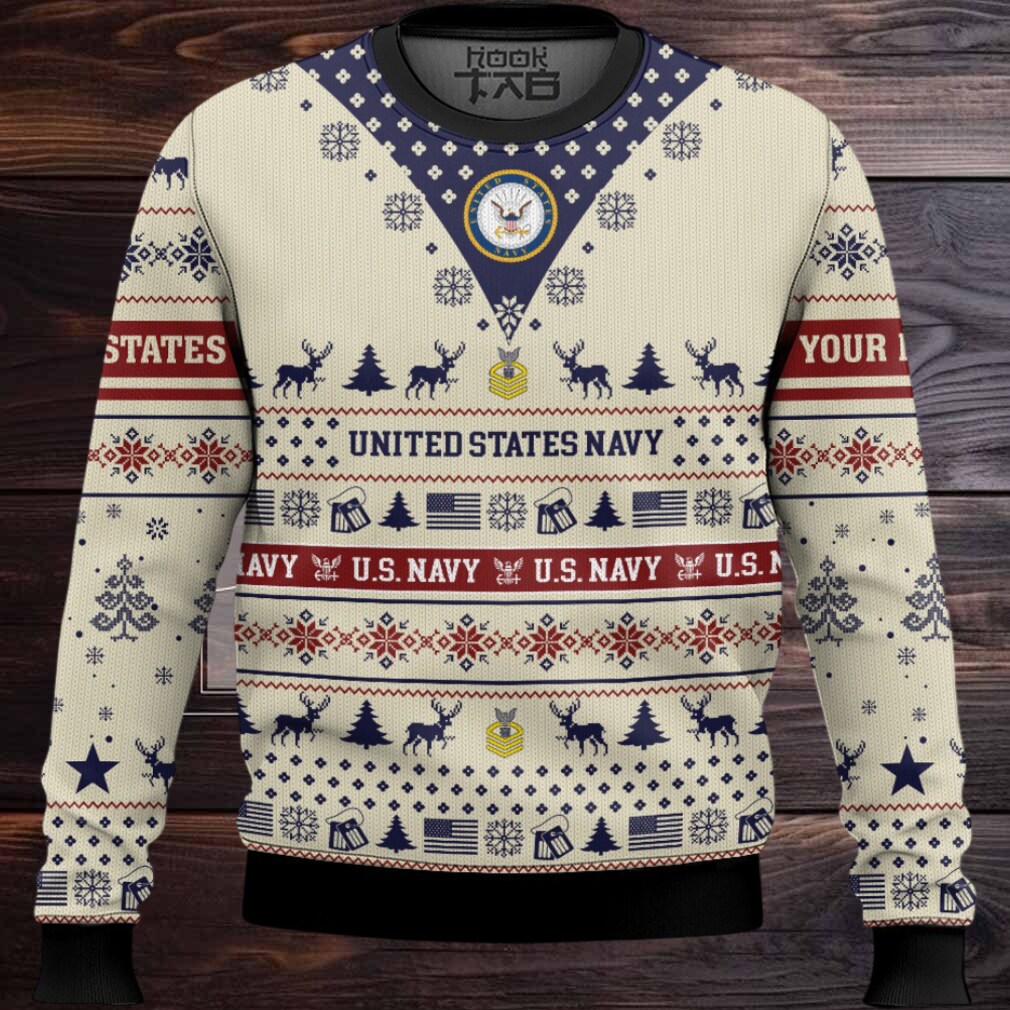 US Navy Merry Christmas Brothers – Custom Name And Rank Ugly Sweater US Navy Merry Christmas Brothers – Custom Name And Rank Ugly Sweater