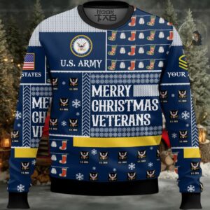 US Navy Merry Christmas Veterans – Custom Name And Rank Ugly Sweater US Navy Merry Christmas Veterans – Custom Name And Rank Ugly Sweater
