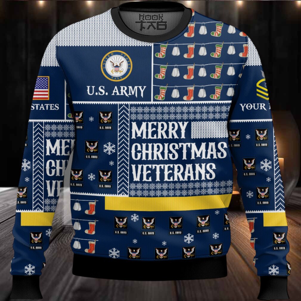 US Navy Merry Christmas Veterans – Custom Name And Rank Ugly Sweater US Navy Merry Christmas Veterans – Custom Name And Rank Ugly Sweater