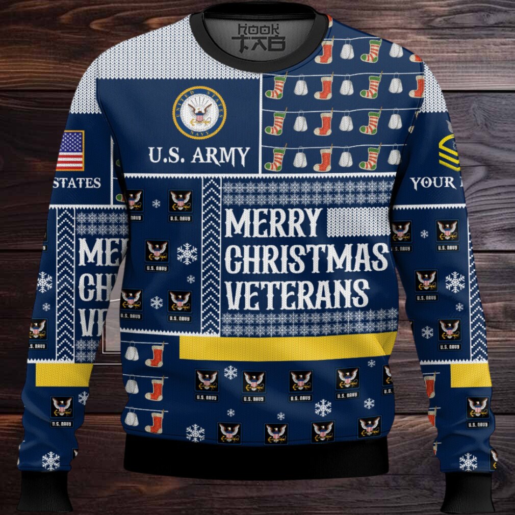 US Navy Merry Christmas Veterans – Custom Name And Rank Ugly Sweater US Navy Merry Christmas Veterans – Custom Name And Rank Ugly Sweater