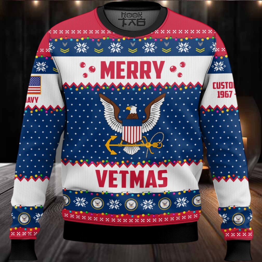 US Navy Merry Vetmas – Custom Name And Years Of Service Ugly Sweater US Navy Merry Vetmas – Custom Name And Years Of Service Ugly Sweater