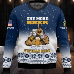 US Navy One More Beer For The Veteran Here – Custom Name And Rank Ugly Sweater