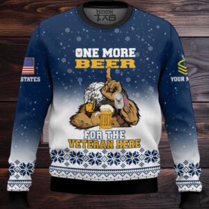 US Navy One More Beer For The Veteran Here – Custom Name And Rank Ugly Sweater