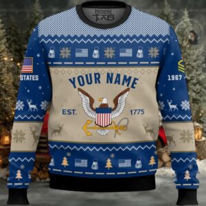 US Navy Proud Motto – Custom Name, Rank And Years Of Service Ugly Sweater US Navy Proud Motto – Custom Name, Rank And Years Of Service Ugly Sweater