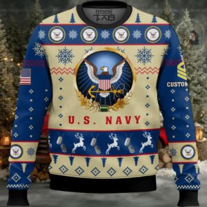 US Navy Proudly Served – Custom Name And Rank Ugly Sweater US Navy Proudly Served – Custom Name And Rank Ugly Sweater