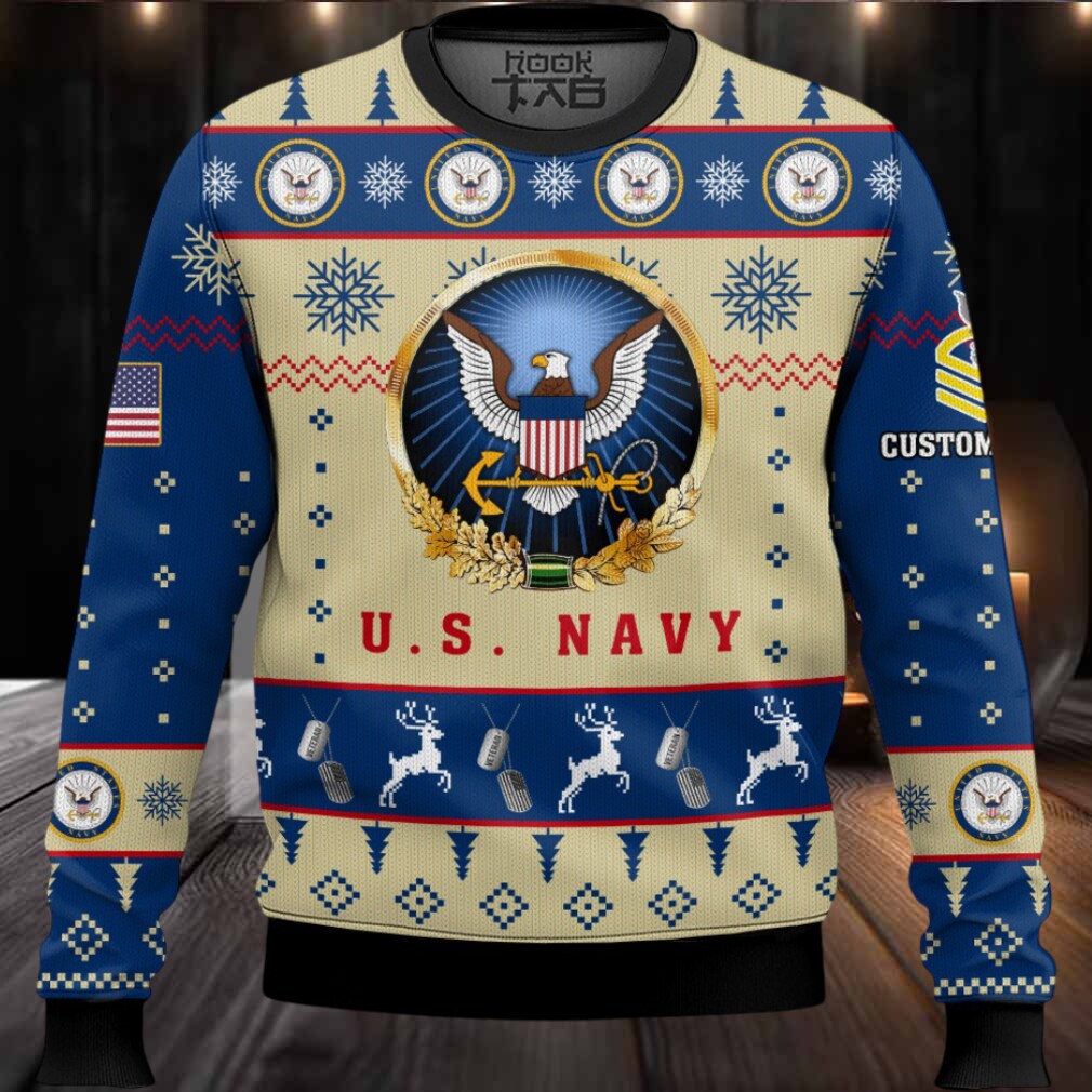US Navy Proudly Served – Custom Name And Rank Ugly Sweater US Navy Proudly Served – Custom Name And Rank Ugly Sweater