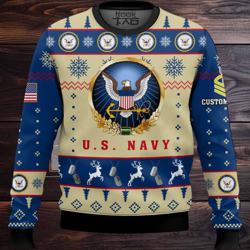 US Navy Proudly Served – Custom Name And Rank Ugly Sweater US Navy Proudly Served – Custom Name And Rank Ugly Sweater