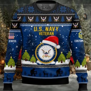 US Navy Thank You God – Custom Name And Rank Ugly Sweater US Navy Thank You God – Custom Name And Rank Ugly Sweater