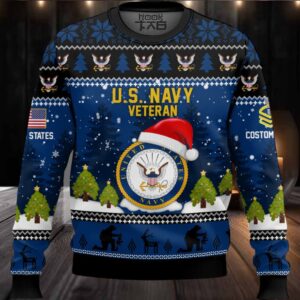 US Navy Thank You God – Custom Name And Rank Ugly Sweater