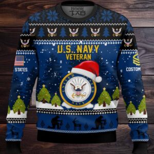 US Navy Thank You God – Custom Name And Rank Ugly Sweater