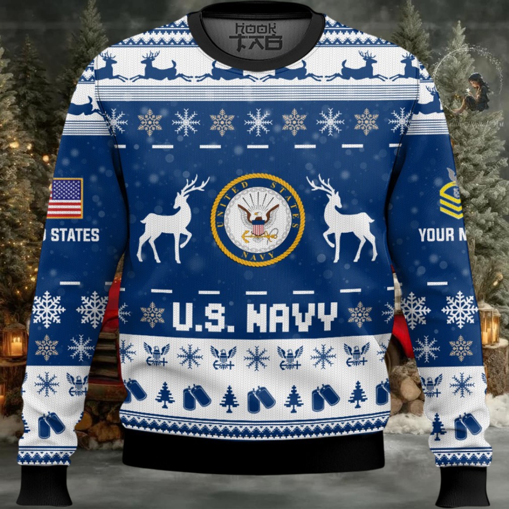 US Navy This Christmas R.E.D – Custom Name And Rank Ugly Sweater US Navy This Christmas R.E.D – Custom Name And Rank Ugly Sweater
