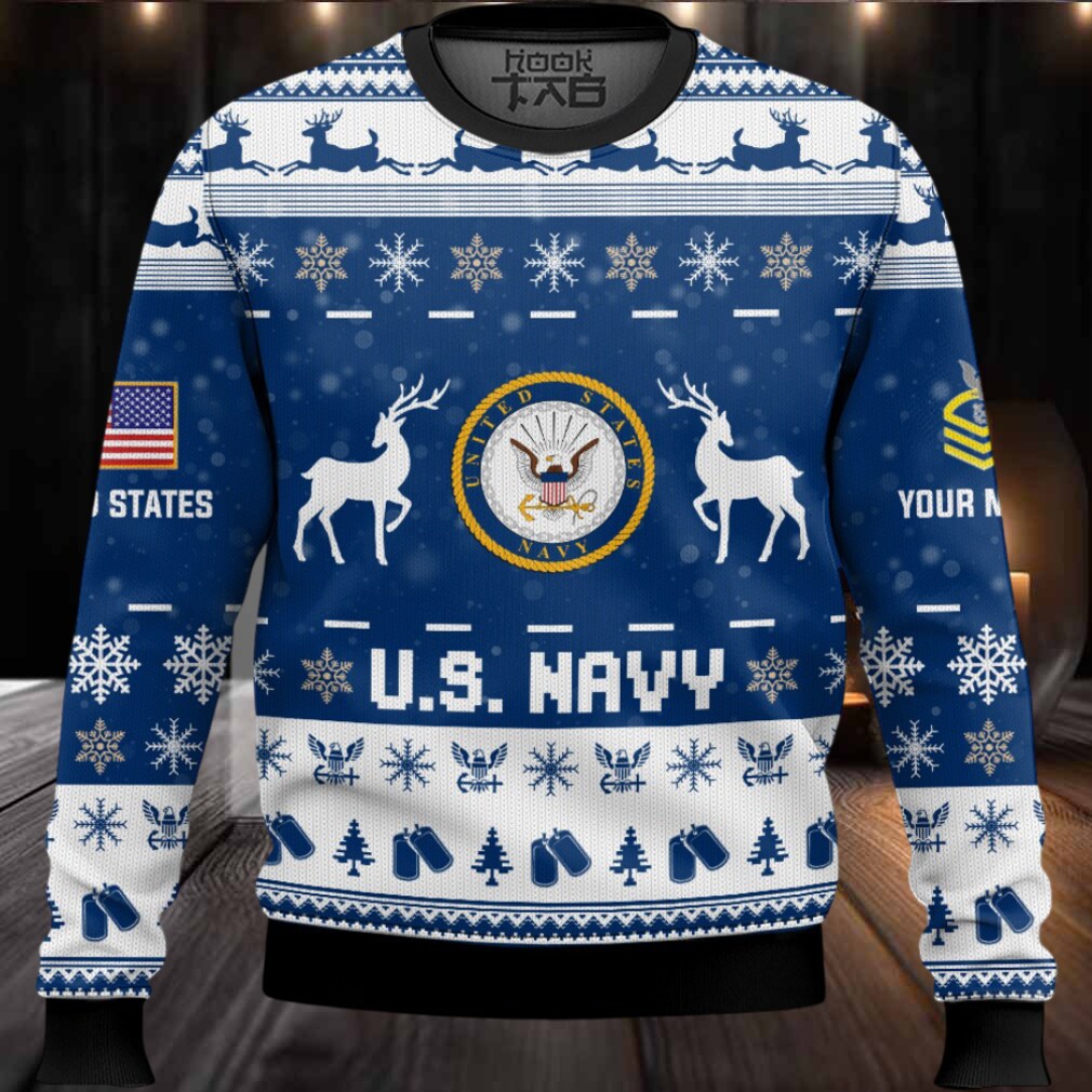 US Navy This Christmas R.E.D – Custom Name And Rank Ugly Sweater US Navy This Christmas R.E.D – Custom Name And Rank Ugly Sweater