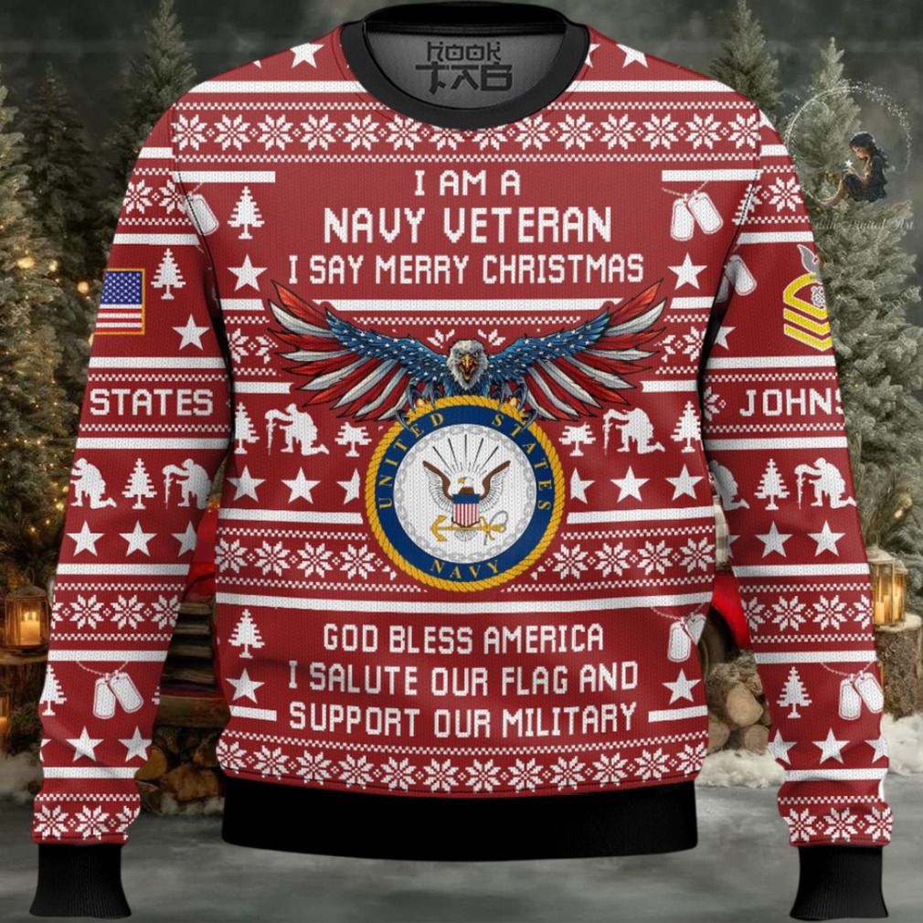 US Navy Veteran Merry Christmas – Custom Name And Rank Ugly Sweater US Navy Veteran Merry Christmas – Custom Name And Rank Ugly Sweater