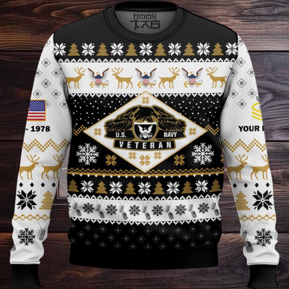US Navy Veterans – Custom Name, Rank And Years Of Service Ugly Sweater US Navy Veterans – Custom Name, Rank And Years Of Service Ugly Sweater