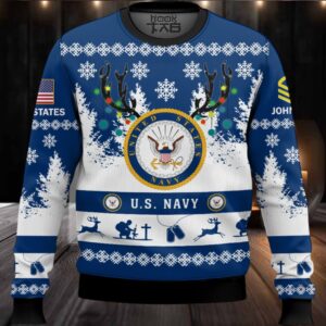US Navy You’ll Never Walk Alone – Custom Name and Rank Ugly Sweater